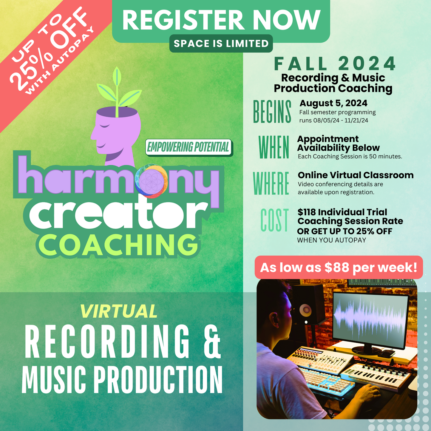 Recording & Music Production Coaching (Virtual)