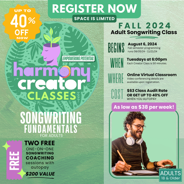 Songwriting Fundamentals for Adults (Virtual Class)